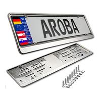 2 Plaques d'immatriculation 100% Acier inoxydable brillant pour l'Allemagne et l'UE (Taille Plaque d'immatriculation 520 mm x 110 mm) Plaque d’immatriculation Acier Inoxydable V2A