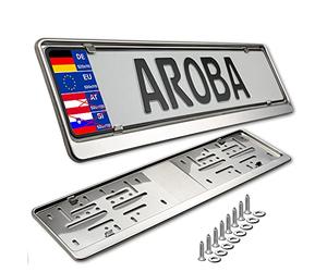 2 Plaques d'immatriculation 100% Acier inoxydable brillant pour l'Allemagne et l'UE (Taille Plaque d'immatriculation 520 mm x 110 mm) Plaque d’immatriculation Acier Inoxydable V2A