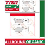 2 Plaquettes frein Arrière TRW MCB575EC Suzuki DR-Z 400 E WVBF 00-05