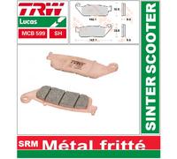 2 Plaquettes Frein Arrière TRW MCB599 SH Métal Fritté Victory 1731 Gunner 15-