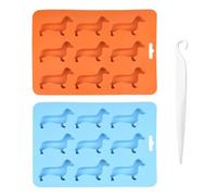 2 Plateaux À Glaçons En Forme De Chien De Dessin Animé, 1 Couteau À Démouler, Plateaux À Glaçons En Forme D'Animal, Plateaux À Glaçons Créatifs, Aides À La Pâtisserie Ménagère