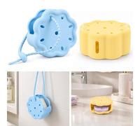 2 Plateaux de diffuseur de Douche en Silicone avec Sangle, Support pour diffuseur Organisateur de Bombes de Bain conteneurs diffuseurs d'aromathérapie Accessoires de Salle de Bain (Bleu Jaune)