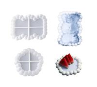 2 Plateaux de Moules en Silicone à Bulles, Dessous de Verre en Silicone, Moules en Silicone, Moules en Résine époxy pour Moule de Moulage en Béton pour Dessous de Verre Bougeoir(Welle + Fünfeck)