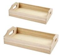 2 plateaux en bois à décorer 30 x 17 x 5 cm Marron G