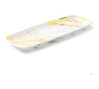 2 plats traiteur rectangle marbré 44x16cm blanc or - decorline 4485 Blanc G