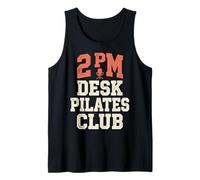 2 PM Desk Pilates Club Slump Work Humor Office Débardeur