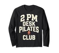 2 PM Desk Pilates Club Slump Work Humor Office Manche Longue