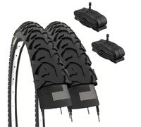 ECOVELO Lot de 2 pneus 14 x 1,75 cm + Chambres America | Pneu 47-254 épaissi pour VTT Enfant (Noir)