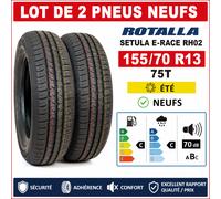 2 Pneus 155/70 R13 75T ROTALLA SETULA E-RACE RH02 Été Neufs