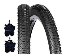 2 pneus + 2 chambres à air 26 x 2.00 (50-559) pour VTT Country Bike Vélo Noir