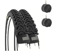 2 Pneus + 2 Chambres À Air Pour Vtt Vélo Noir 26 X 1,95 (50-559)