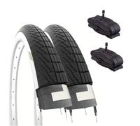 Lot de 2 pneus 20 x 1,75 Noir/blanc + Chambre à air pour vélo de ville