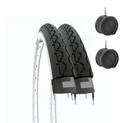 ECOVELO Pneus 24 x 1 3/8 (37-540) + Chambres vélo Adulte Unisexe, Blanc, Noir, 24"