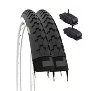 2 pneus 26 x 1 1/2 (40-584) + Chambres à air avec Valve Schrader pneus Blanc Noir en Caoutchouc pour vélo Vintage OLLANDE Roue