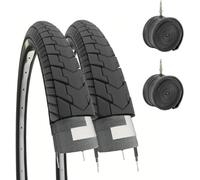 Ecovelò 2 pneus 26 x 1 3/8 (37-590) + Chambres à air Adulte Unisexe, Noir