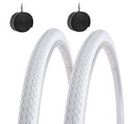 2 pneus 26 x 1 3/8 (37-590) + chambres à air pneus blancs pour vélo de ville route adulte VINTAGE