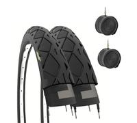 2 Pneus 26 x 1.50 (40-559) + Chambres Pneumatiques Slick Noir Ecovelò