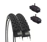 ECOVELO V.a vélo VTT 2 pneus 26 x 2,10 (54-559) + Chambres avec Valve américaine (Schrader) Adulte Unisexe, Noir, Taille Unique