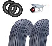 2 pneus 3.50-8 + 2 chambres à air Pneus à nervures renforcées 4PR pour roue de brouette
