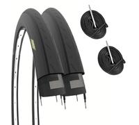 2 pneus 700 x 23 C (23 - 622) + chambres pneumatiques pliantes pour vélo course route route route (chambre valve 48 mm, valve Presta française)