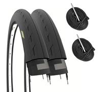 ECOVELO (25-622) 2 pneus 700 x 25 C (25 - 622) + Chambres Adulte Unisexe, Noir, 700x25