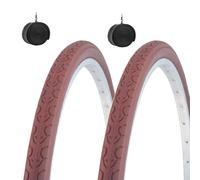 2 Pneus 700 x 35 C + Chambres à Air pour Vélo Pneus Marron Route Vélo Classique City Bike Pneus Trekking Adulte 28'' Vintage