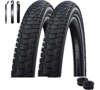 2 pneus de vélo Schwalbe Pick Up Addix Performance Line Noir/Reflex 60-584 (27,5 x 2,35) + 2 chambres à air Schwalbe AV21 avec démonte-pneus