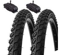 2 PNEUS KENDA 24 X 1,95 (50-507) + CHAMBRES AMERICA | PNEUS TASSETÉS NOIRS VTT VÉLO DE MONTAGNE