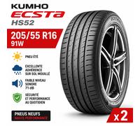 2 Pneus KUMHO ECSTA HS52 205/55 R16 91W Été Neufs Performance Route 2055516