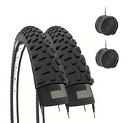 2 PNEUS MTB 26 X 2.10 + CHAMBRES À AIR NOIRS POUR VTT 26