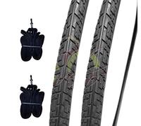 2 pneus noir + 2 chambres à air pour vélo de vélo trekking city bike 700 x 32 1 5/8 1/4 (32 - 622)