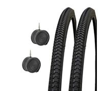 2 pneus noirs + 2 chambres pour vélo vélo City Bike Route 27 x 1 1/4 (32 - 630)