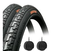 2 pneus noirs 26 x 1,75 (44 - 559) + chambres à air pneus routiers pour VTT moto SLICK