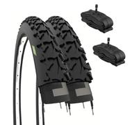 ECOVELO Ebi26mae 2 pneus VTT 26 x 1.90 (50-559) + Chambres Adulte Unisexe, Noir