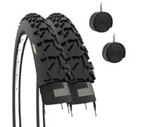 ECOVELO 26 x 1,90 2 pneus VTT 26 x 1.90 (50-559) + Chambres Adulte Unisexe, Noir
