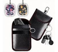 2 Pochette Faraday Clé Voiture RFID + 2 Pièces Suspension D'ornement Parfumé, pour Clef Voituress Keyless Protection Antivol Anties, Pochettes Blocage Signal RFID pour Clé Voiture, Odeur Fraîche