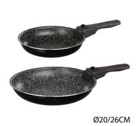 JJA Set de 2 poêles 135110 – Poignée amovible, revêtement pierre Ø 20/26 cm