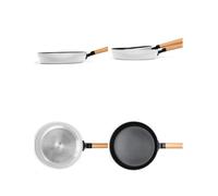 2 Poêles Blanche Avec Poignées En Bois Revêtement Antiadhésif Ø 24 Cm Et Ø 28 Cm Tous Feux Dont Induction