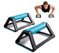 2 poignées de pompes - Capacité de charge : 110 kg - Planche d'appui avec poignée en silicone - Base antidérapante - Portable - Empilable - Équipement de gymnastique parallèle - Poignées de support