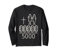 2 Poissons 5 Pains Jésus Croix 5000 Miracle Christian Manche Longue