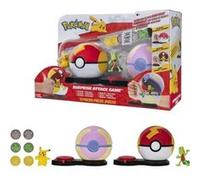 2 Poké Balls avec leur Pokémon et 6 disques d'attaques - BANDAI - Pokémon - Poké Ball attaque surprise Pikachu vs Arcko - Jeu Multicolore G