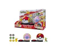 Pokémon Bandai Poké Ball Attaque Surprise Pikachu vs Arcko - Jeu Combat - 2 Poké Balls avec Leur et 6 disques d'attaques - Licence Officielle - Jouet Attaque JW3165