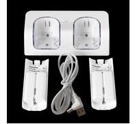 2 Port + 2 BATTERIE 2800mAh STATION CHARGEUR blanc Pour Nintendo Wii WIIMOTE MANETTE