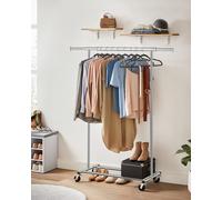 SONGMICS Portant à Vêtements avec roulettes, Lot de 2, Tringle Extensible pour Charge Lourde, Capacité de Charge 90 kg, Argent