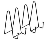 2 Porte assiette, chevalet de table, support de livre, 6 pouces, adaptés pour cadres, assiettes, livres et photos, support en métal hauteur 15,5 cm (noir)