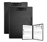 2 Porte-bloc A4, Porte Document avec Couvercle, Porte-bloc avec 2 Pinces, Presse-papiers Léger pour École/Classe/Restaurant/Bureau de Médecin, Noir