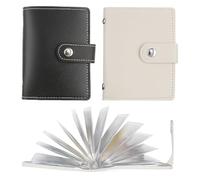 2 Porte Carte en Cuir pour Femme et Homme, Étui pour 52 Cartes, Porte Carte Femme, Portes Carte pour Cartes Bancaires, Identités, Cadeaux Élégants, Léger et Portable (Noir/Blanc)
