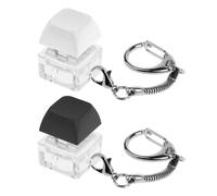 2 porte-clés clavier jouet amovible jouet en relief (blanc + noir)