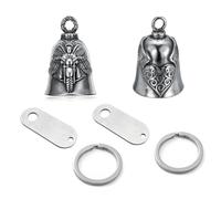 2 Porte-Clés Cloche, 2 Sacs De Plaque De Montage, 2 Anneaux Ouverts, Pendentif Cloche De Moto, Cloches À Vent Rétro Punk, Cloches Porte-Bonheur, Pendentif Collier.