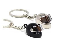 2 porte-clés de casque de moto, porte-clés de style locomotive à la mode, très réel comme anniversaire, cadeau de vacances (noir et argent)